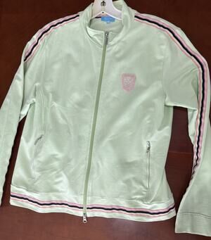 ESCADA SPORT Mint Green Full Zip Cotton Track Jacket Track Top Striped Packets